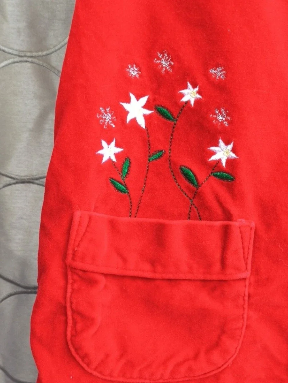 Girls greendog Red Sleeveless Embroidered Christmas Pocket Dress Size 6X AE